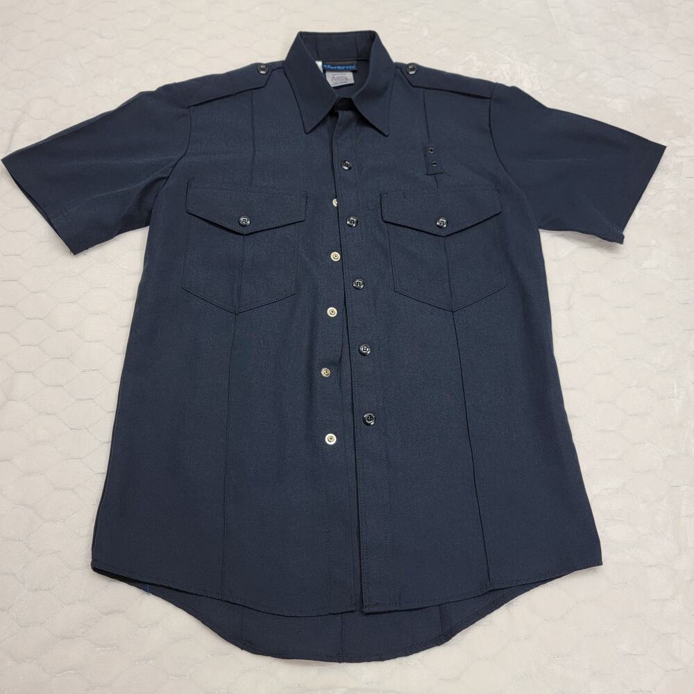 Workrite Benchmark FR Nomex Uniform Shirt Navy Blue Mens 38 Small NFPA 1975
